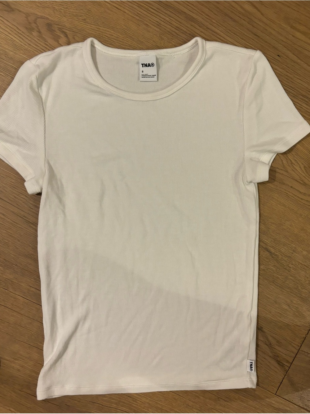 TNA White Ribbed Short Sleeve Tee